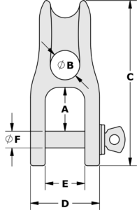 TY15S Split Halyard Shackle with Sheave 2:1 drawing